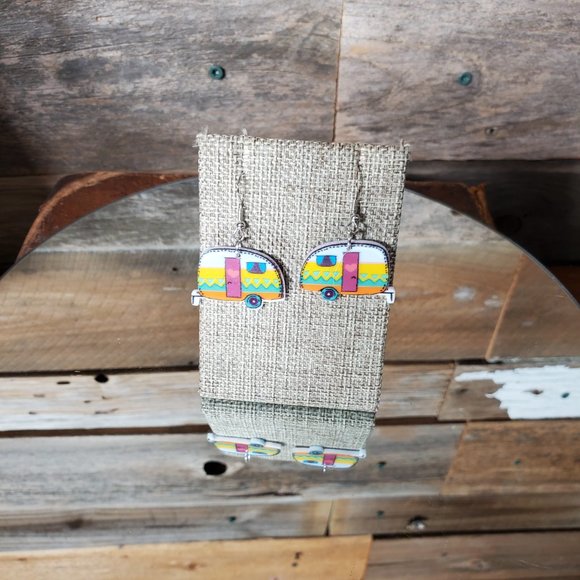 Vintage Camper Earrings - 2D - Acrylic - Double Sided - Picture 4 of 5